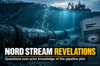 Conceptual illustration of the Nord Stream pipeline and investigation documents