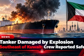 Tanker damaged by explosion southeast of Kuwait; crew reported safe